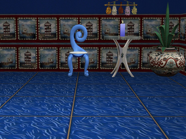 Sims 2 — Interior Ideas-Ocean Blue Set-Ocean Dark Blue Tile by allison731 — Dark blue tile with wavy lines.