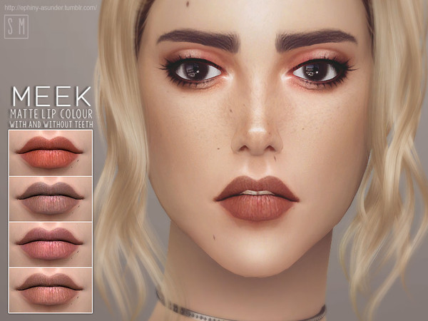 Sims 4 — [ Meek ] - Matte Lip Colour by Screaming_Mustard — A very simple and natural matte lip colour, with and without
