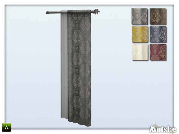 Sims 4 — Popped Color Curtain Right Damask by Mutske — These curtains are recolors. Made by Mutske@TSR.