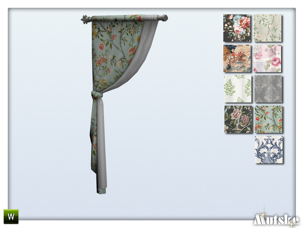 Sims 4 — Sunny Shades Curtain Left B by Mutske — These curtains are recolors. Made by Mutske@TSR.
