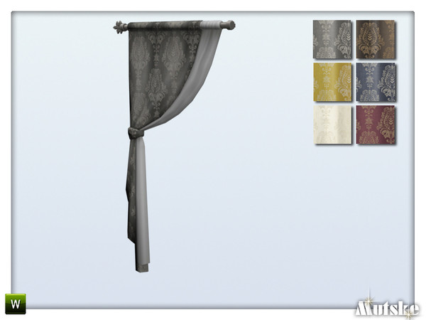 Sims 4 — Sunny Shades Curtain Left Damask by Mutske — These curtains are recolors. Made by Mutske@TSR.