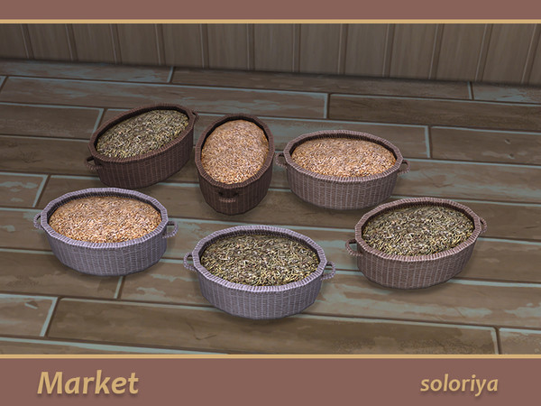 Sims 4 — Market Basket with Seeds by soloriya — Basket with different seeds and cereals. Part of Market set. 6 color