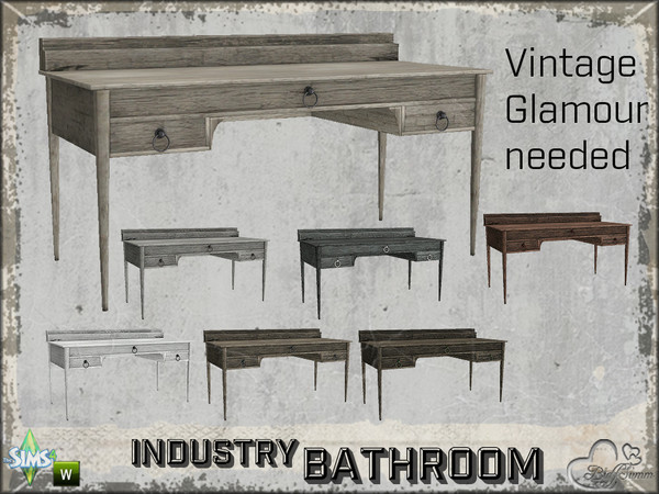 Sims 4 — Bathroom Industry Vanity Table (Vintage Glamour Addon) by BuffSumm — Vintage Glamour Version - Usable as Vanity