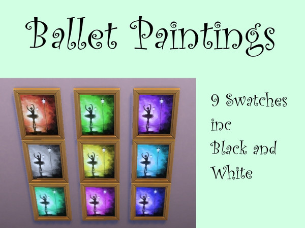 Sims 4 — Ballet Paintings by alilouise — Ballet Paintings set for your sims. Variety of colours including black and white