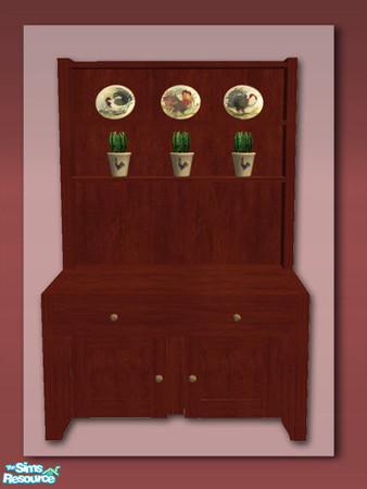 Sims 2 — Rustic Kitchen Dresser - Deco 02 by Shakeshaft — Part of a Kitchen Dresser Set to match the counters in my