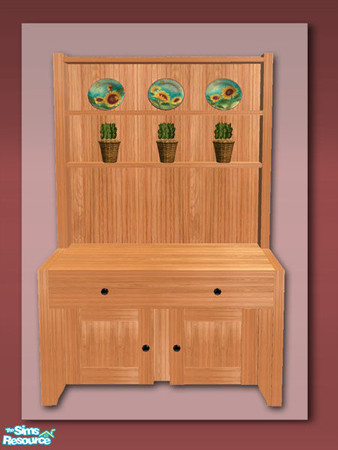 Sims 2 — Rustic Kitchen Dresser - Pine by Shakeshaft — Part of a Kitchen Dresser Set to match the counters in my Rustic