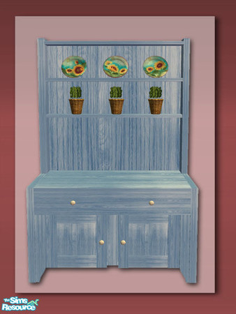 Sims 2 — Rustic Kitchen Dresser - Bluewash by Shakeshaft — Part of a Kitchen Dresser Set to match the counters in my