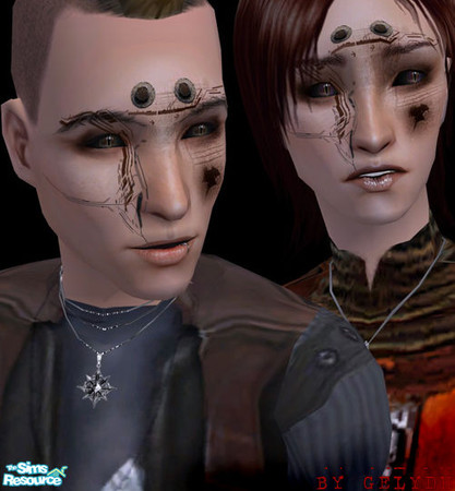Sims 2 — Sci-Fi Costume Makeup - Spectators by gelydh — Science-fiction inspired costume makeup, available for both