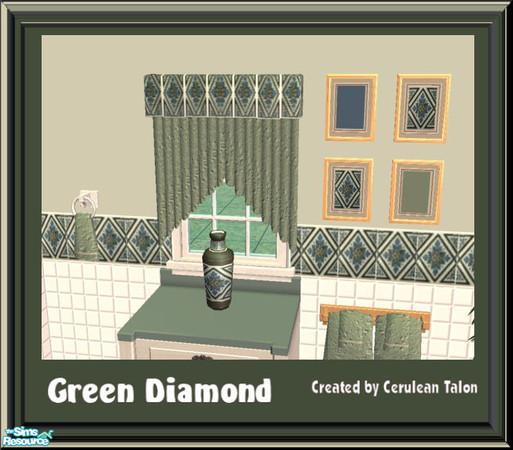 Sims 2 — Green Diamond Bathroom - Curtain by Cerulean Talon — Whether your Sim can only afford the cheapest bath items or