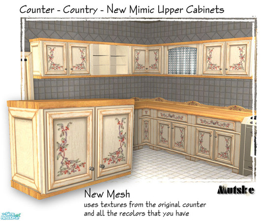 Sims 2 — Country Upper Cabinets - With Doors by Mutske — ** Updated Better Texturing, Less Poly ** New meshes, with doors