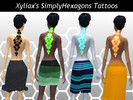 Sims 4 — SimplyHexagons Upper Back Tattoo by Xyliax — Simple futuristic hexagon back tattoo with a glowing appearance