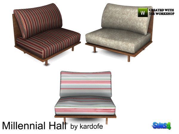 Sims 4 — kardofe_Millennial Hall_LivingChair by kardofe — Economy armchair, but very comfortable thanks to its fluffy and