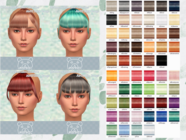 Sims 4 — Blahberry Pancakes Elza Bangs [Retexture] (MESH NEEDED!) by Ursanic — A retexture of Elza sims bangs, with alpha