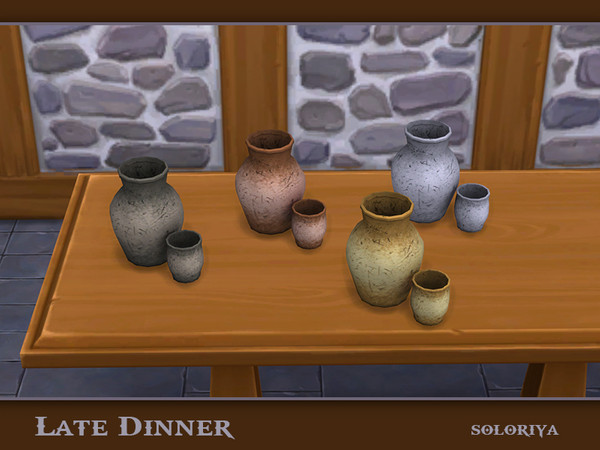 Sims 4 — Late Dinner Jug with Cup by soloriya — Empty jug with a cup. Part of Late Dinner set. 4 color variations.