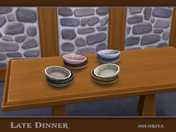 Sims 4 — Late Dinner Bowls by soloriya — Three bowls in one mesh. Part of Late Dinner set. 4 color variations. Category: