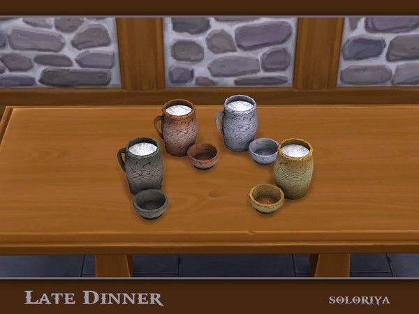 Sims 4 — Late Dinner Jug and Bowl by soloriya — Jug with milk and a small bowl. Part of Late Dinner set. 4 color