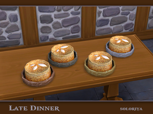 Sims 4 — Late Dinner Pie by soloriya — Pie with three petals on a plate. Part of Late Dinner set. 4 color variations.