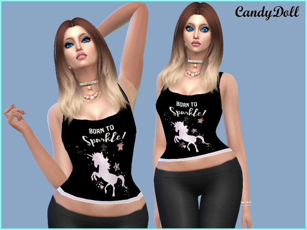 Sims 4 — CandyDoll  Sparkle Tank by CandyDolluk — a super cute tank top matches the shorts or with any other bottoms hope