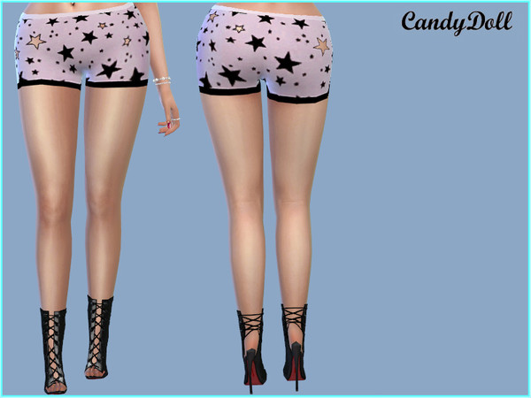 Sims 4 — CandyDoll  Sparkle Shorts by CandyDolluk — super cute sparkle star shorts matches the tank top hope you like