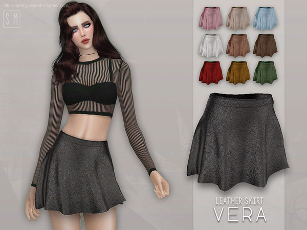 Sims 4 — [ Vera ] - Leather Skirt by Screaming_Mustard — A new leather skirt. Comes in 10 shades. New Mesh. For females,