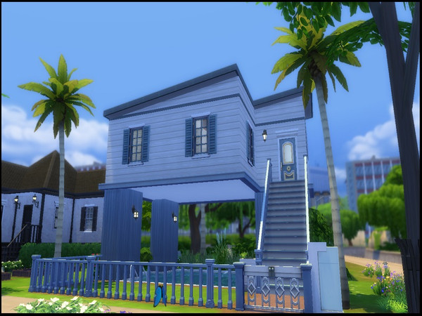 Sims 4 — Blue Pine by Fatouma — Modern second-story home with a pool underneath. Fit for a bachelor.