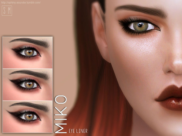 Sims 4 — [ Miko ] - Eyeliner by Screaming_Mustard — A smokey cat eyeliner with three variants. For females, teen +. With
