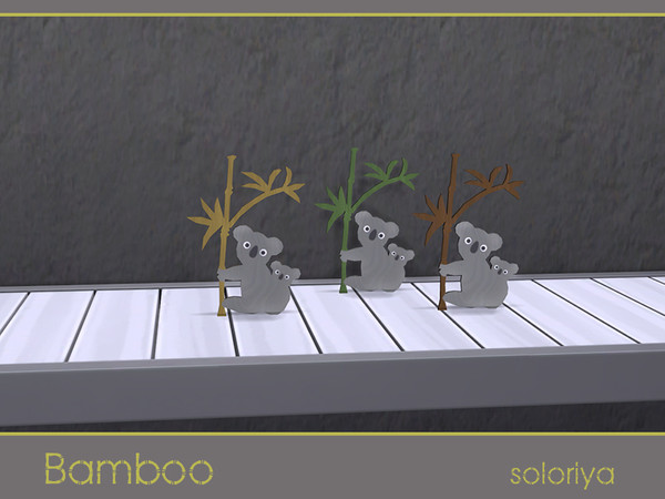 Sims 4 — Bamboo Cutout Coala by soloriya — Two cute coalas with a bamboo tree. 3 color variations. Part of Bamboo set.