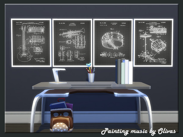 Sims 4 — Painting music by olivas2 — Created for: The Sims 4 These are the drawings. Hang them into the teen's room.