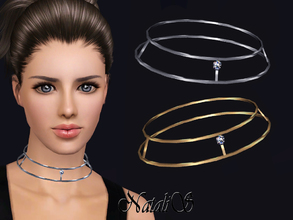 Sims 3 — NataliS TS3 Skinny double necklace with crystal by Natalis — Skinny double necklace with crystal. FT-FA-YA