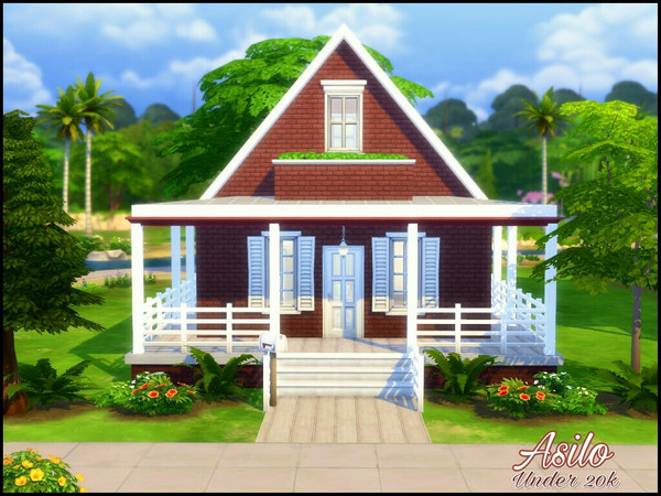 Sims 4 — Asilo by Sparky — Asilo is a small starter home under 20k. It has 1 bedroom, full bathroom, kitchen and living