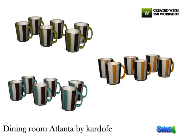 Sims 4 — kardofe_Dining room Atlanta_Cups by kardofe — Set of six cups of earthenware decorated in three color options 