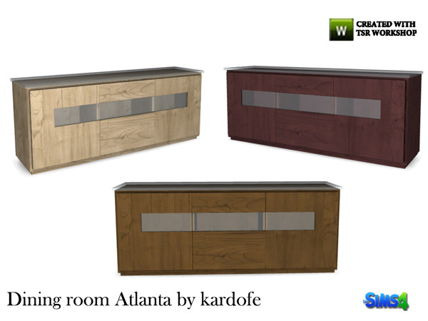 Sims 4 — kardofe_Dining room Atlanta_Sideboard by kardofe — Sideboard modern design, wood and glass, three color options 