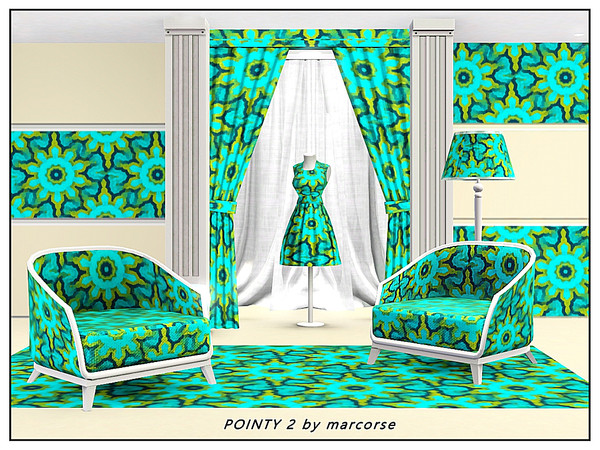 Sims 3 — Pointy 2_marcorse by marcorse — Geometric pattern Abstract geometric design in blues and yellow