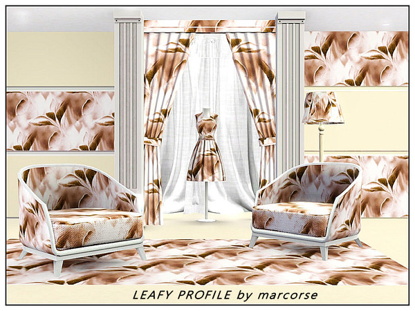 Sims 3 — Leafy Profile_marcorse by marcorse — Fabric pattern: brown leaves in profile in a diagonal design.