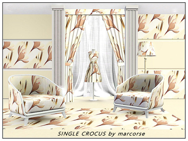 Sims 3 — Single Crocus_marcorse by marcorse — Fabric pattern: single crocus flower in yellow and
