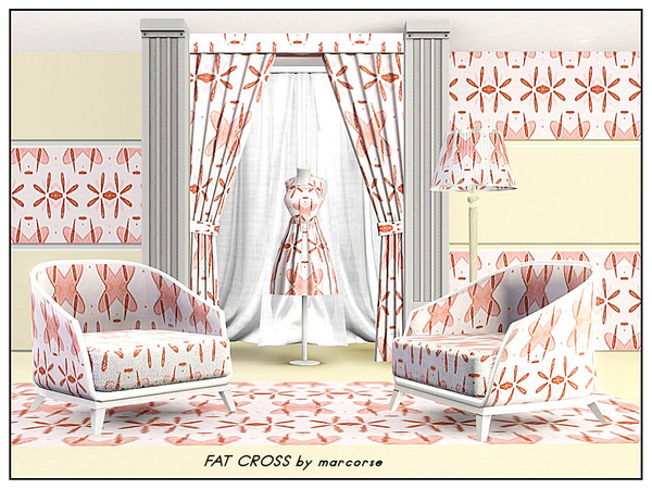 Sims 3 — Fat Cross_marcorse by marcorse — Fabric pattern : petal shapes and fat cross elements in shades of pink