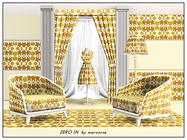 Sims 3 — Zero in_marcorse by marcorse — Fabric pattern : allover design of zero and one in old gold and yellow