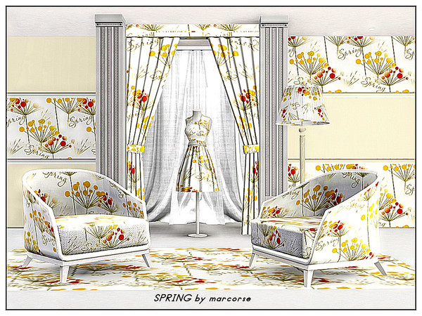 Sims 3 — Spring_marcorse by marcorse — Fabric pattern: text and floral elements heralding Spring