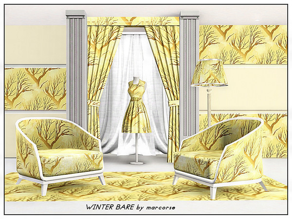 Sims 3 — Winter Bare_marcorse by marcorse — Fabric pattern: bare branched tree of Winter in warming gold and brown