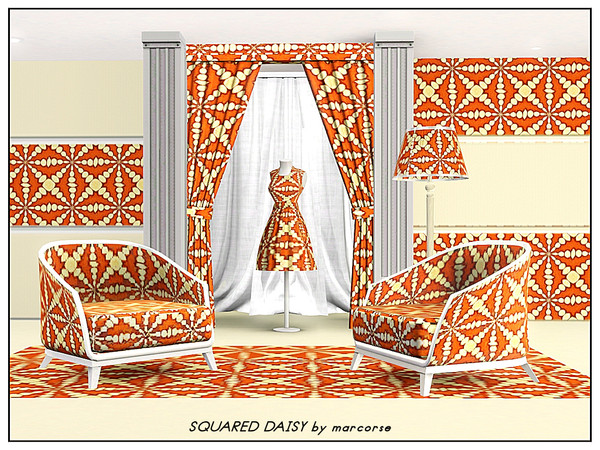Sims 3 — Squared Daisy_marcorse by marcorse — Fabric pattern: 8-petal daisies extended to form a squared tile design in