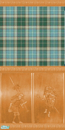 Sims 2 — Country Green Diningroom - wall by MysticVelvet — Green plaid wall with elegant panelling.