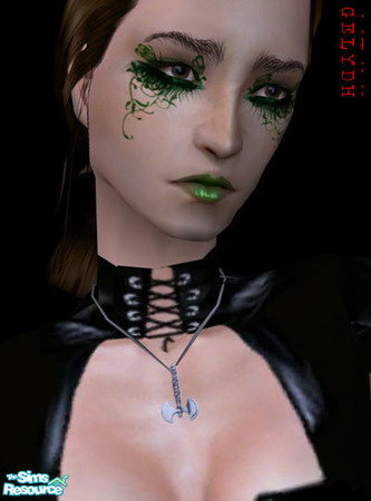 Sims 2 — Multi-Layerable Makeup - Emmeleia Forest by gelydh — Multi-Layerable costume makeup in Forest Green. Available