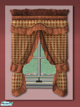 Sims 2 — Window Dressing - Brown Check by Shakeshaft — Part of a bumper set of various recolours of the Seasons Window