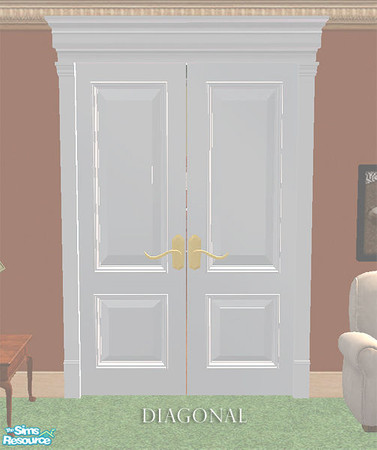 Sims 2 — Georgian Double Doors - Diagonal by phoenix_phaerie — Diagonal mesh of the Georgian double doors. Note: Requires