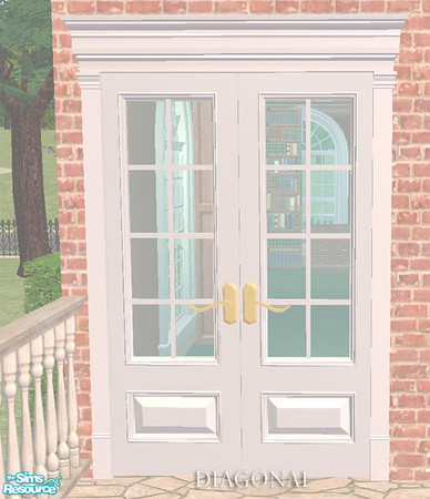 Sims 2 — Georgian French Double Doors - Diagonal by phoenix_phaerie — Diagonal mesh of the Georgian French Double Doors.