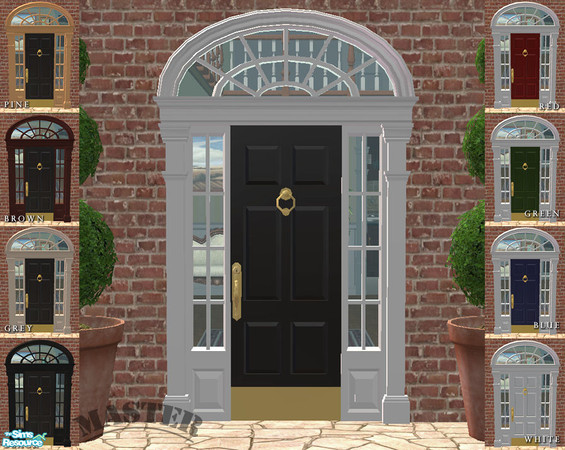 Sims 2 — Georgian Entry Door by phoenix_phaerie — Georgian Style entry door with decorative gold hardware. Comes with 10
