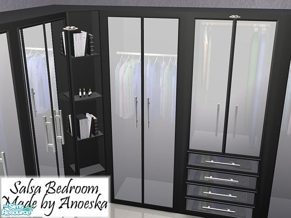 Sims 2 — Salsa Dresser with doors by AnoeskaB — Modern black with white glass dresser with working doors. Part of the