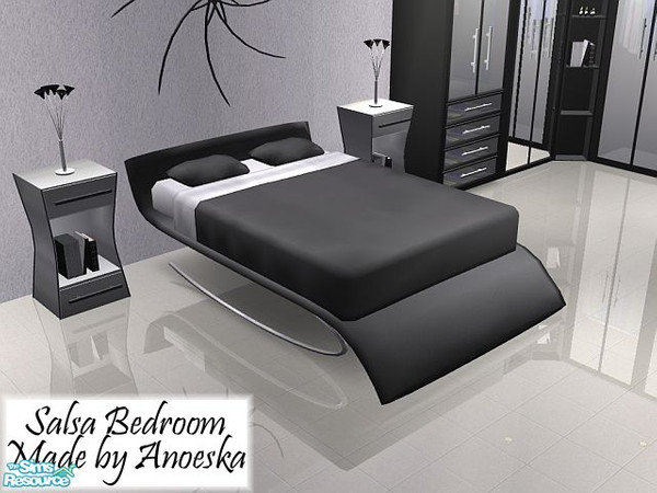 Sims 2 — Salsa Bedding by AnoeskaB — Black Bedding. Part of the Salsa Bedroomset.