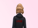 Sims 4 — Gorillaz Hoodie by Cydrose — Black Hoodie with red Gorillaz logo on the back 