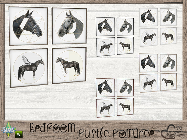 Sims 4 — Bedroom Rustic Romance Deco Painting 'Geometric Horse' by BuffSumm — Part of the *Bedroom Rustic Romance*